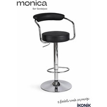 Bürocci Monica Bar Sandalyesi Siyah Deri, Mat Siyah Metal Ayak, Modern Bar Taburesi - 9510Z0101
