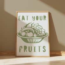 Des Vu Print Eat Your Fruits Meyve Temalı Çerçevesiz Poster