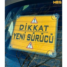 Exbuy Sarı Zemin Siyah Renk Dikkat Yeni Sürücü Yazılı Acemi Sürücü Araba Vantuzlu Cam Süsü Oto Aksesuar