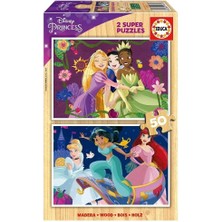 Educa 2X50 Parça Disney Prensesleri Kız Çocuk Ahşap Puzzle - 4-6 Yaş