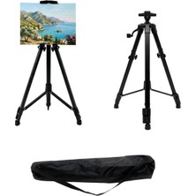 Temel Katlanabilir Metal Tripod Şövale - Kollu Yükseklik Ayarlı, Taşıma Çantalı, Siyah