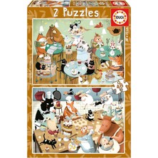 Educa 4-6 Yaş 2X48 Parça Orman Masalları Puzzle - Erkek Çocuk Karton Puzzle