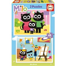 Educa 4-6 Yaş 2X48 Parça Milo Puzzle - Kız ve Erkek Çocuk Karton Puzzle
