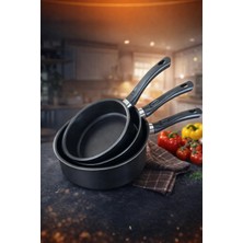 Redlon Bella 3 Pcs Teflon Koçerola Sos Tava / Sütlük Seti / - Küçük Boy 12 - 14- 16
