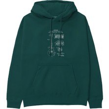 The Lucid Lab Gibson Les Paul Gitar Hoodie - Koyu Yeşil