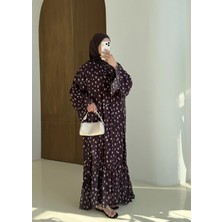 Moda Aksa Bambi Desen Nizwa Elbise Bordo