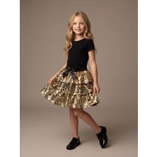 Zekids Kız Çocuk Katkat Pullu Payetli Etek