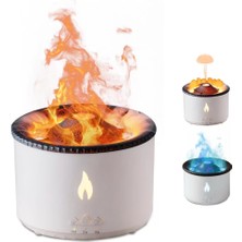 Egecen Alev ve Volkan Efektli Ultrasonik Aroma Difüzörü LED Gece Lambalı Hava Nemlendir - EC001Z-55UXL