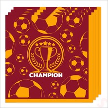 Süsle Bebek ve Parti Futbol Temalı Sarı Kırmızı Champion Peçete - 33 cm x 16 Adet