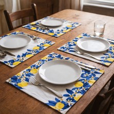 Solmia Home Amalfi Lemon 4’lü Amerikan Servis 35X45 cm Dijital Baskılı Duck Keten – Limon Desenli Yazlık Masa Dekoru