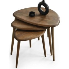 Baupor Doğal Ahşap Zigon Sehpa Masif 3'lü Set