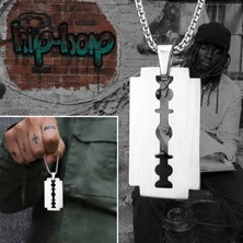 Paslanmaz Çelik Hip Hop Tarz Jilet Kolye