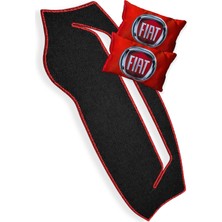 Tusba Market Fiat Fiorino Uyumlu Kırmızı Kenar Torpido Koruma Halısı | Dijital Baskılı Araç Yastık - 2'li Set