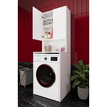 Asra Trend Lüks 2 Kapaklı Çamaşır Makinesi Dolabı %100 MDF 2 Kapaklı Çok Amaçlı Banyo Dolabı BD01