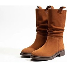 Ne&Ve Shoes Süet Hakiki Deri Körüklü Rahat Kadın Günlük Çizme