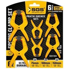 6 Parça Pratik Işkence Seti, 75MM-100MM-150MM Mengene Kelepçe Takımı, Dayanıklı Yapı, Güçlü Sıkıştırma, Model SGS1684