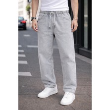 Damga Erkek Trend Pamuklu Gri Baggy Kot Pantolon