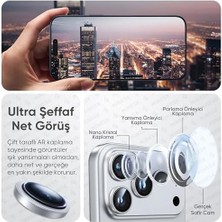 16 Pro-16 Pro Max ve 17 Pro-17 Pro Max ile Uyumlu Orijinal Safir Cam (%99.9 Saflıkta Gerçek Safir) Cihazın Kendi Lensleri ile Aynı Materyal Lens Koruyucu Kamera Camı (Gümüş)