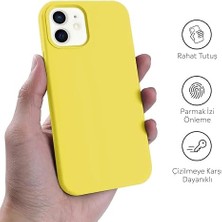 Kılıf Ince Sıvı Silikon 3 Katmanlı Tam Kaplamalı Yumuşak Jel Kauçuk Kılıf Kapak (Sarı, 11)