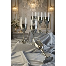 Paçi 6'lı Titanyum Kaplama,gold,ayaklı Kahve Yanı Su Bardağı-6'lı Lüks Flüt Titanyum Kaplama Kadeh Seti