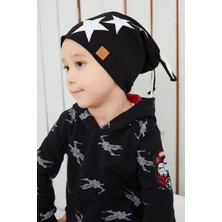 Babygiz Siyah Beyaz Fanatik Şapka Bere Erkek Çocuk Yumuşak Çift Katlı Pamuklu Penye