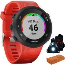 Garmin 010-02156-06 Forerunner 45 Gps Koşu Watch 42MM, Lava Red Sche With Workout Soğutma Sport Havlu ve Deco Essentials Wearable Commuter ve Arka Güvenlik Işığı