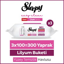 Sleepy Easy Clean Lilyum Buketi Yüzey Temizlik Havlusu Mendili 3x100 (300 Yaprak)