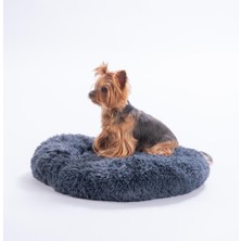 Pawstar Antrasit Donut Köpek Yatağı Kedi Yatağı Simit Yatak Anti-Stress Pet Yatağı Peluş Yatak