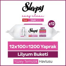 Sleepy Easy Clean Lilyum Buketi Yüzey Temizlik Havlusu Mendili 12x100 (1200 Yaprak)