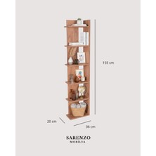 Slim Köşe Kitaplık (Atlantik Çam) Şık Modern Kitaplık (Sağ Köşe)