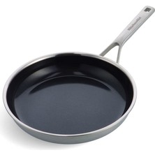 Kitchenaid Çok Katlı Paslanmaz Çelik Pfas Seramik Yapışmaz Tava 28 cm Indüksiyon Çok Kaplı Gümüş