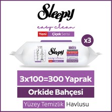 Sleepy Easy Clean Orkide Bahçesi Yüzey Temizlik Havlusu Mendili 3x100 (300 Yaprak)