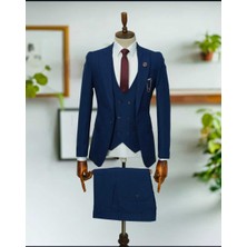 Beystil Sivri Yaka Parlement Mavisi Takım Elbise Roni - Slim Fit