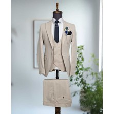 Beystil Sivri Yaka Bej Takım Elbise PETEK04 - Slim Fit