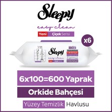 Sleepy Easy Clean Orkide Bahçesi Yüzey Temizlik Havlusu Mendili 6x100 (600 Yaprak)