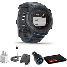 Garmin Instinct Solar Surf Edition Boru + USB Car/wall Adaptör + Watch Şarj Stand + 6AVE Fiber Kumaş (010-02293-17)