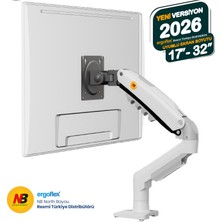 Ergoflex North Bayou Nb F80 17-30" Amortisörlü Monitör Standı 2024 Versiyon White Edition