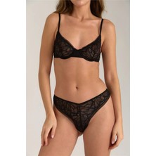 Lovely Things Angel Dantelli Balkonet Balenli Kapsız Sütyen - Siyah