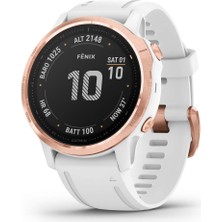 Garmin Fenix 6s Pro, Premium Multisport Gps Watch, Smaller-Sized, Özellikler Mapping, Music, Grade-Adjusted Pace Rehberlik ve Pulse Ox Sensörleri, Rose Gold With White Band