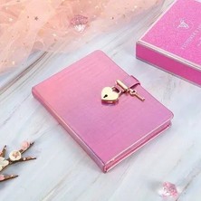 VJ Hush Hush Kilitli Metalik Defter Kutulu 80 gr 160 Yp Çiz.koyu Pembe