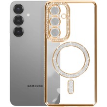 Mey İthalat Mey Ithalat®  Samsung Galaxy S26 Joke Simli Magneticsafe Kılıf - Gold