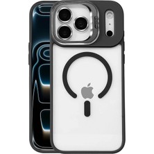 Mey İthalat Mey Ithalat®  Apple iPhone 17 Pro Max Remim Lensli Magsafe Standlı Kapak - Siyah