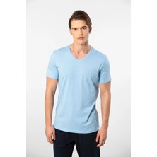 Cacharel Erkek Kısakol V Yaka T-Shirt, %50 Pamuk %50 Modal