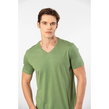 Cacharel Erkek Kısakol V Yaka T-Shirt, %50 Pamuk %50 Modal
