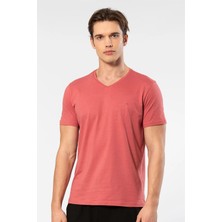 Cacharel Erkek Kısakol V Yaka T-Shirt, %50 Pamuk %50 Modal