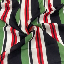 Kaf Kumaş Vual Viskon Kumaş | Yeşil- Kırmızı- Siyah Çizgili
