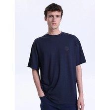 Mustang Bisiklet Yaka Baskılı Lacivert Erkek T-Shirt M6SM-TST1543