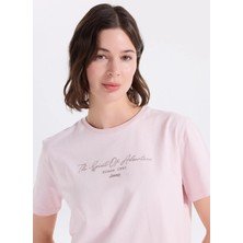 Jeep Pembe Kadın Relaxed Baskılı T-Shirt J6SL-TST7177