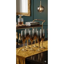 Paçi 6'lı Titanyum Kaplama,gold,ayaklı Kahve Yanı Su Bardağı-6'lı Lüks Flüt Titanyum Kaplama Kadeh Seti