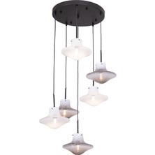 Avonni AV-1953-6T-BSY Siyah Boya Modern Avize E14 Metal Cam H: 100 cm, Ø: 40 cm